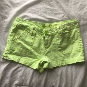 Lime Green low rise Jean shorts